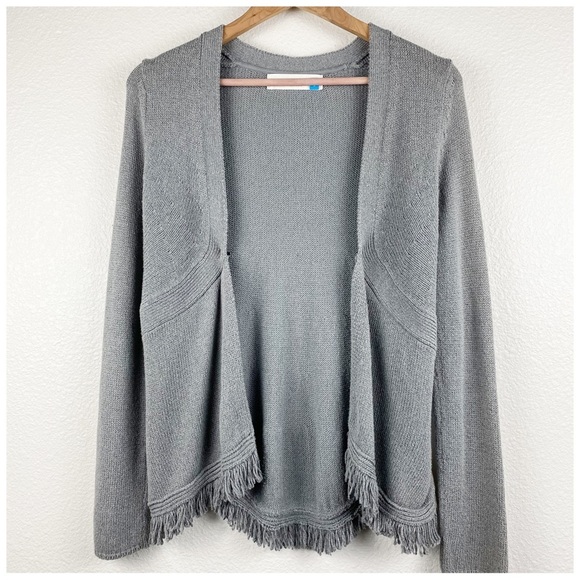 Anthropologie‎ Sparrow Gray Fringe Cardigan Size Small - Picture 6 of 10
